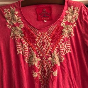 Johnny Was 3/4 sleeve trapeze top